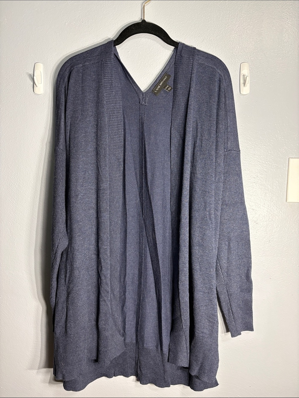 LANE BRYANT blue knit open front cardigan